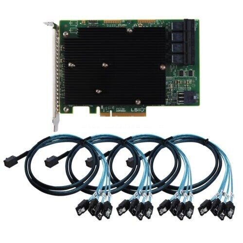 NEW LSI SAS 9300-16I 12GB/S HBA BUS ADAPTER CARD IT Mode 4*SFF-8643 SATA Cable