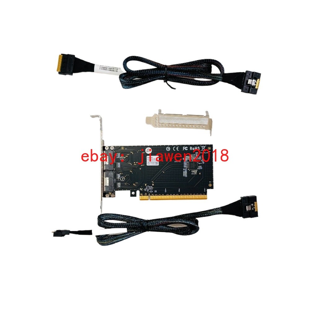 External PCI Express x16 to SFF-8654 Adapter 2*PCI-E X8 + 2*Baseplate 70CM Cable
