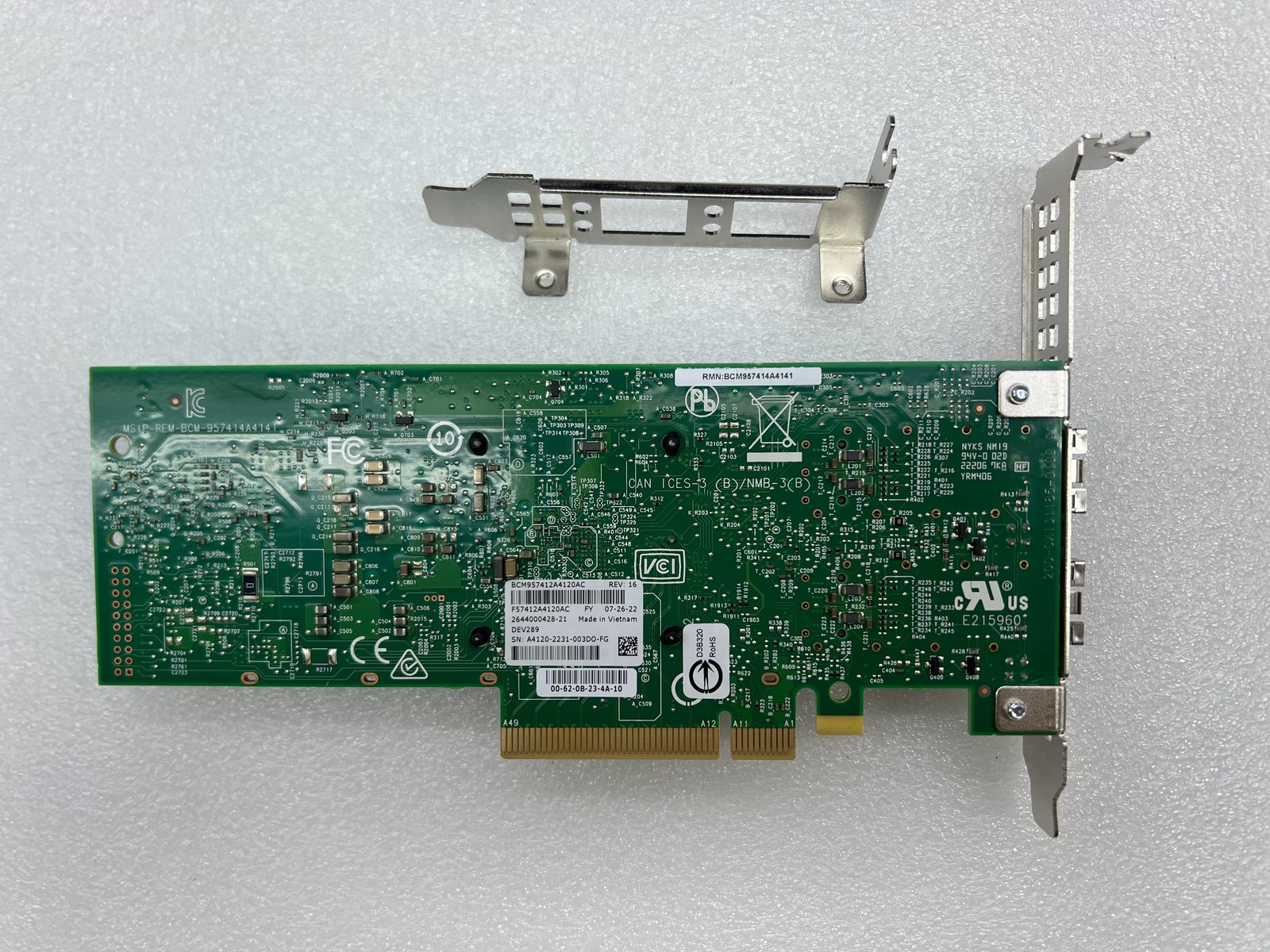 Broadcom BCM957412A4120AC Dual-Port 10GbE SFP+ PCIe 3.0×8 P210P Network Adapter