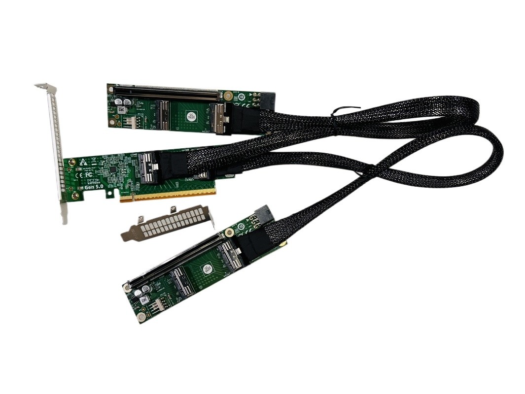 PCIe 5.0 x16 to MCIO 8i SFF-TA-1016 to X8 X8 Bifurcation Adapter Riser Card US