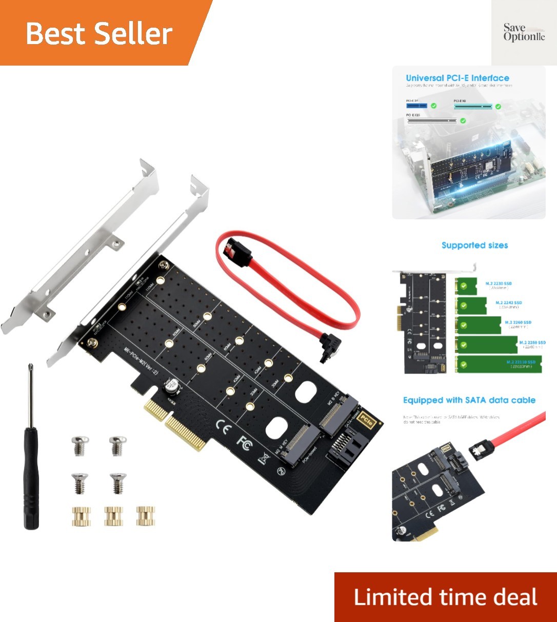 Dual M.2 PCIE Adapter NVME/NGFF to PCIE X4 Expansion Card 32Gbps PCIE NVME SS…