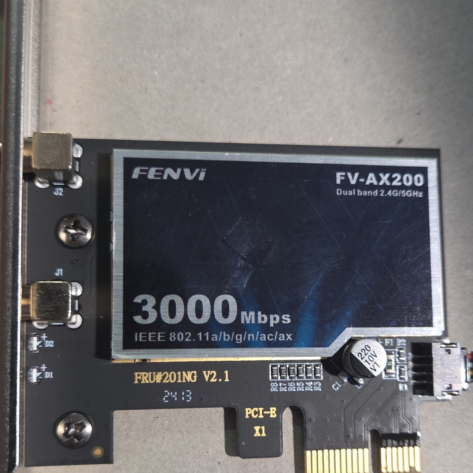 fenvi FV-AX200 PCIe x1 WiFi 6 3000Mbps Dual Band Card RP-SMA