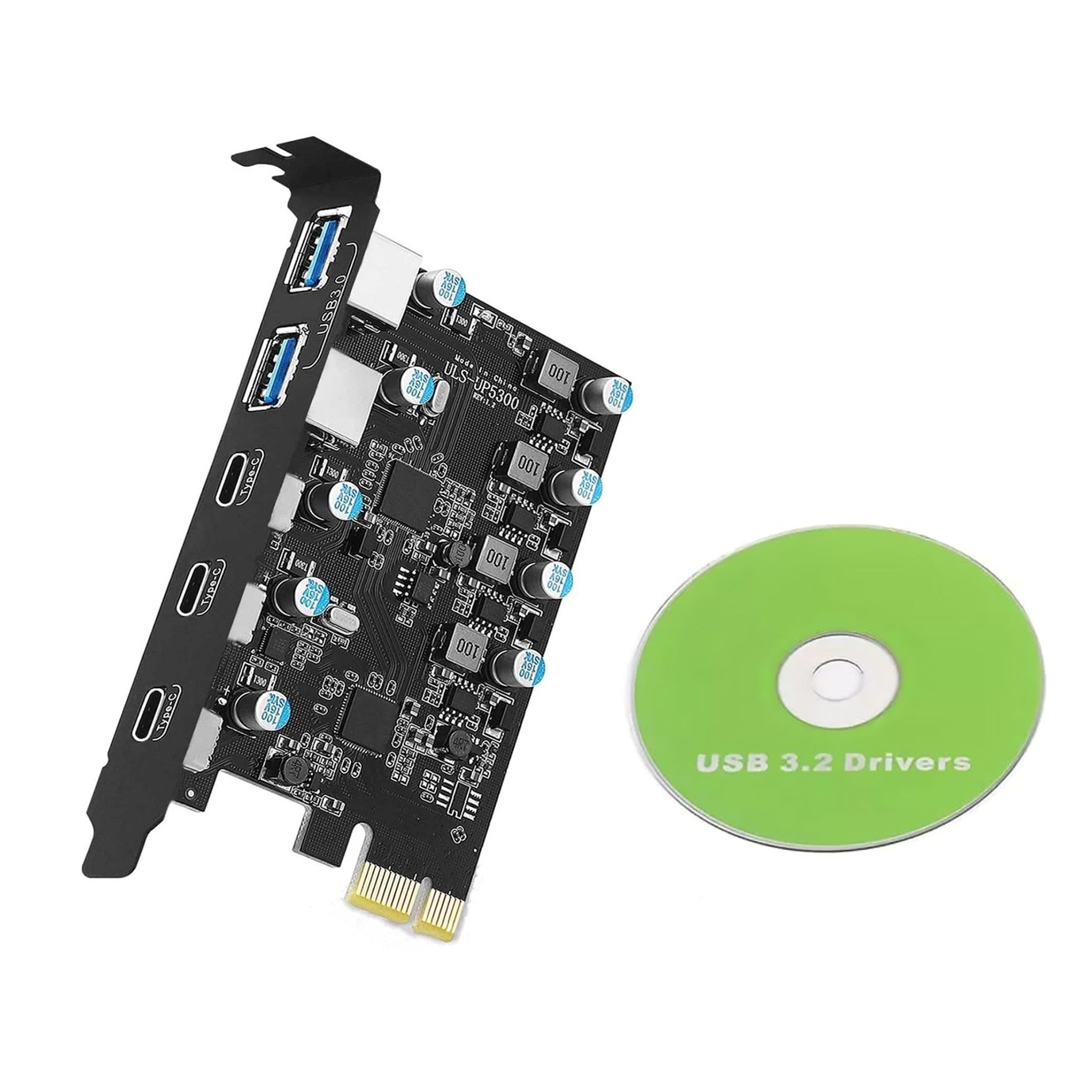 Desktop Expansion Card 20 Gbps Bandwidth 5 Ports( 2*USBA 3*USBC) For Win 7/8/10