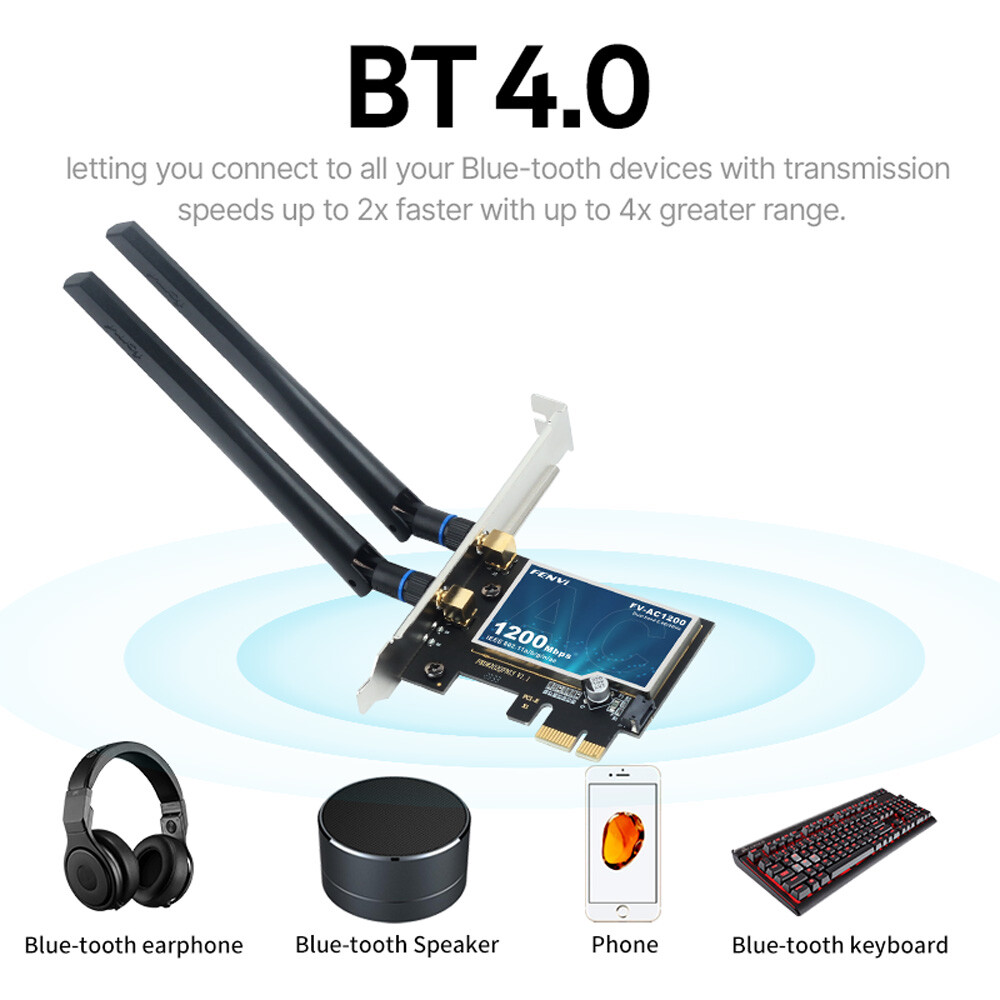 AC1200 PCIe WiFi Card for Desktop PC wifi Bluetooth 4.2 Wireless Network Adapter