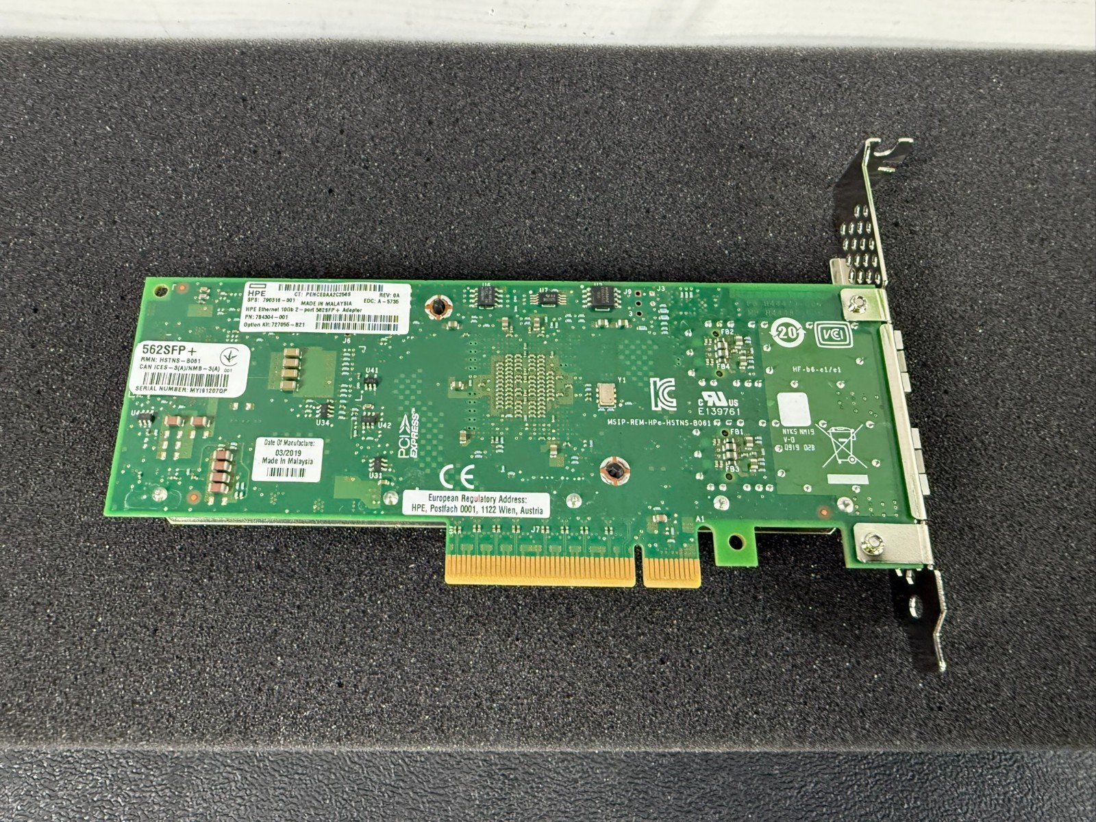 HPE 790316-001 562SFP+ 10Gb Dual Port SFP+ Ethernet Adapter PCIe x8 NIC