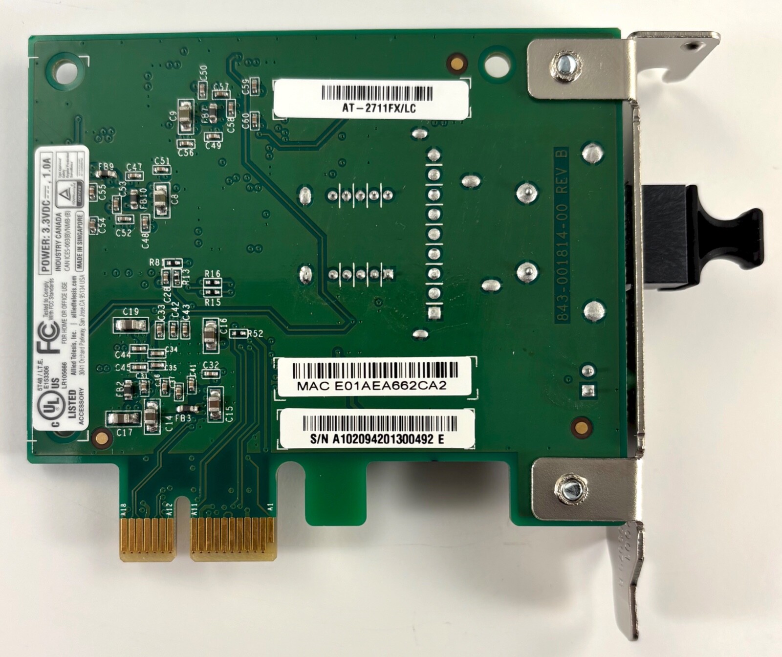 Allied Telesis AT-2711FX/LC-901 Fast Ethernet Fiber Network Interface Card NEW
