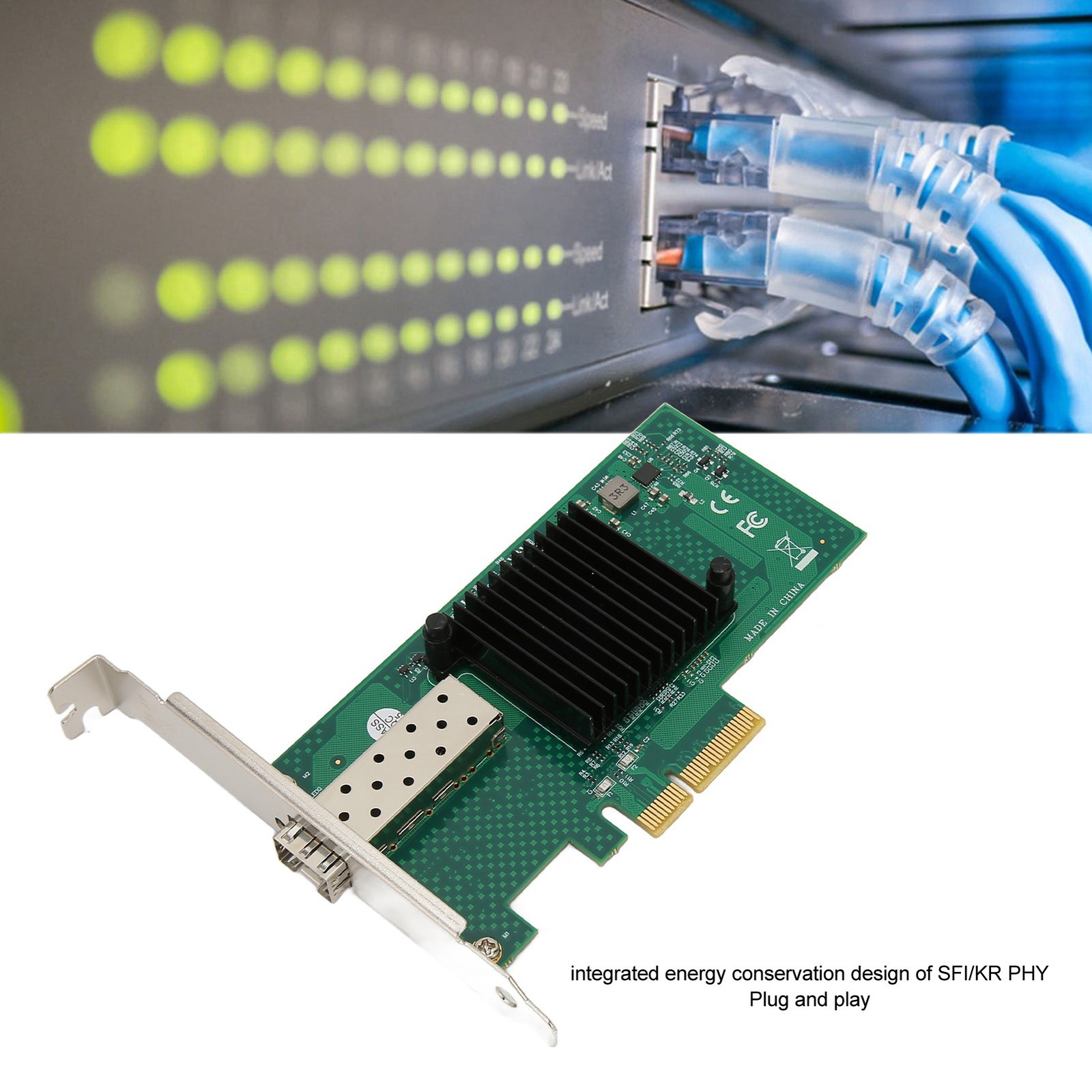 PCIe Network Card 10000Mbps PCI Express X4 5.0GT/s SFP LC Optical Fiber Gigabit