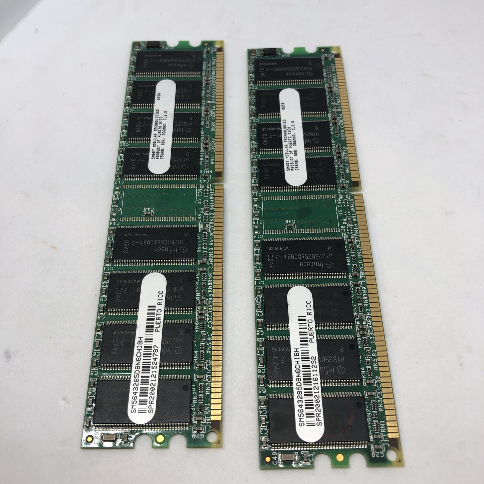 NEW 2 pcs of 256MB DDR 512MB SDRAM PC2100 266 CL2.5 Samsung Kingston HP # 175924