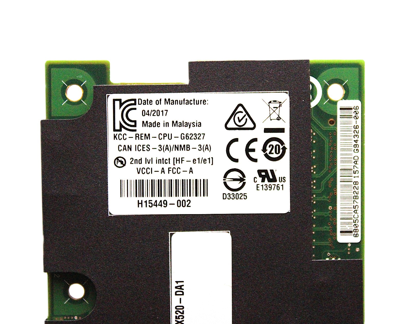 Intel H15449-002 X520-DA1 10GbE Single Port Server Adapter