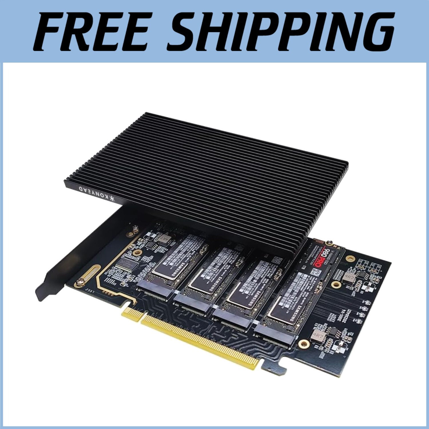 PCIe 4.0 Expansion Card for 4 NVMe M.2 SSDs with Heatsink – High Speed=$