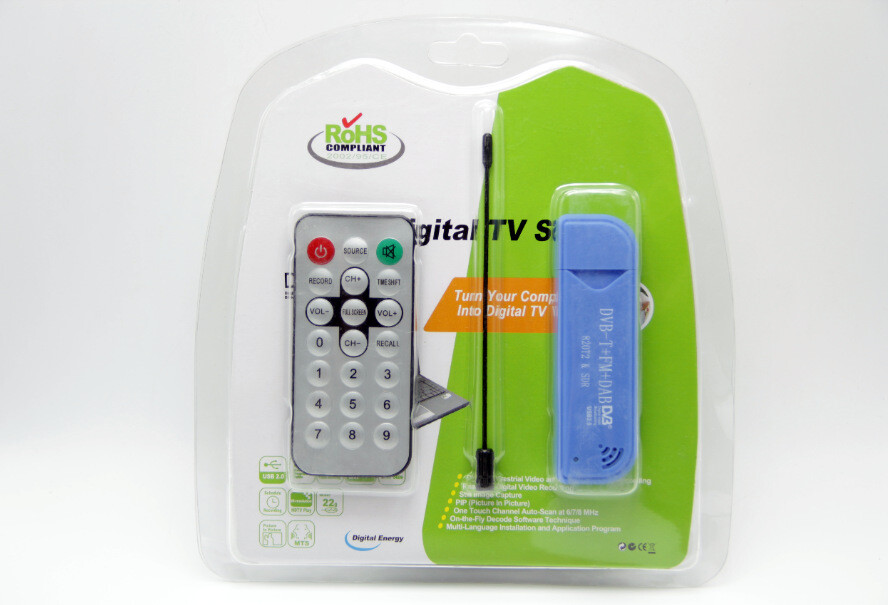 USB2.0 DVB-T DAB FM TV Tuner RTL2832U+R820T2 FC0012 SDR Digital TV Receiver