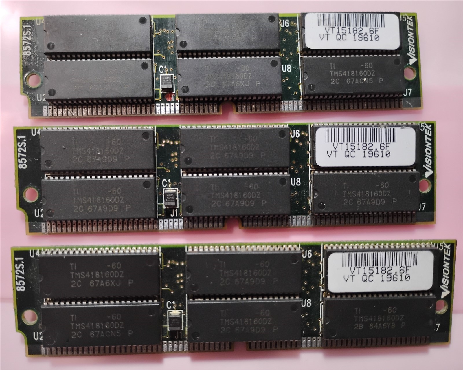 48MB 3x16MB EDO 60ns VisionTek VT15182.6F 72pin Simm Ram Kit DRAM TI Chips 4Mx32