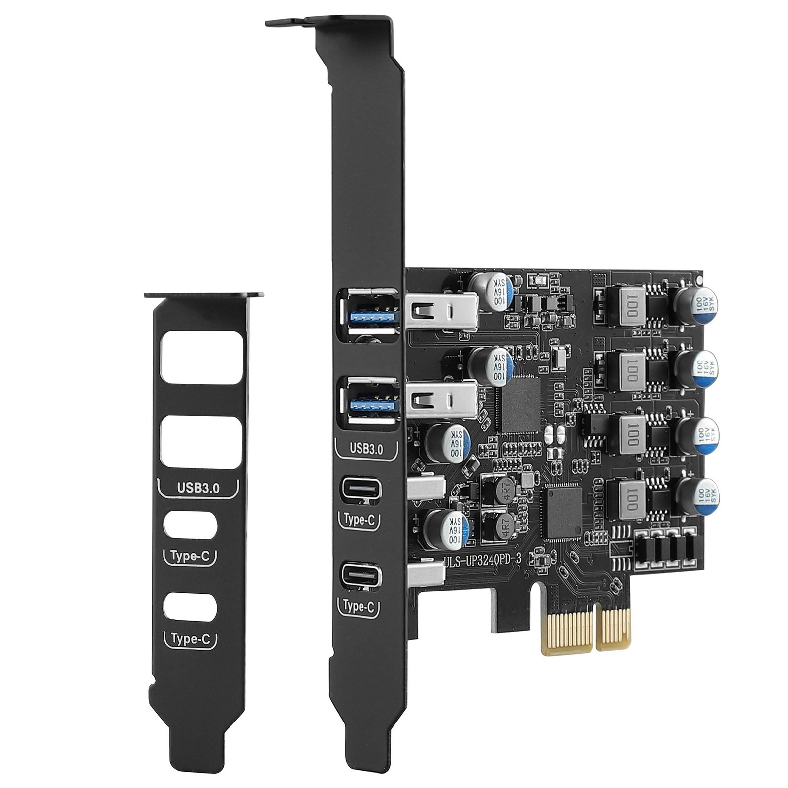 4-Port USB 3.0 PCIe Expansion Card 2 USB A 2 Type C with Low Profile Bracket