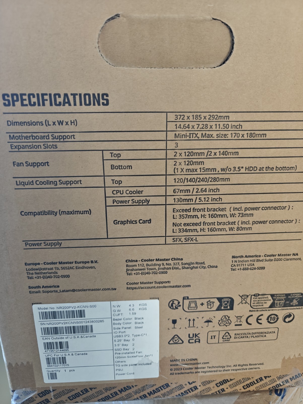 Cooler Master MasterBox NR200P V2 Mini-ITX Mini Tower Desktop Computer Case