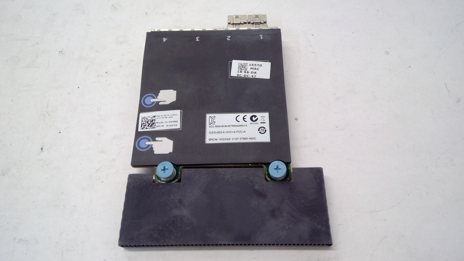 Dell 0165T0 Broadcom 57800S Quad Port SFP+2x10GbE RJ45 NIC Daughter Card w/2 SFP