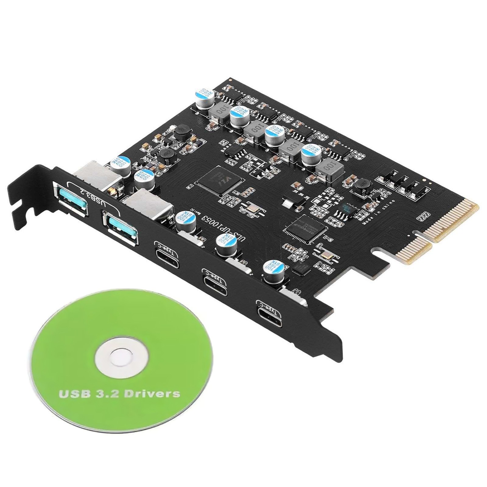 5 Ports Desktop Expansion Card 20G USB 3.2 Gen 2 2*USB-A 3*USB-C For Win 7/8/10
