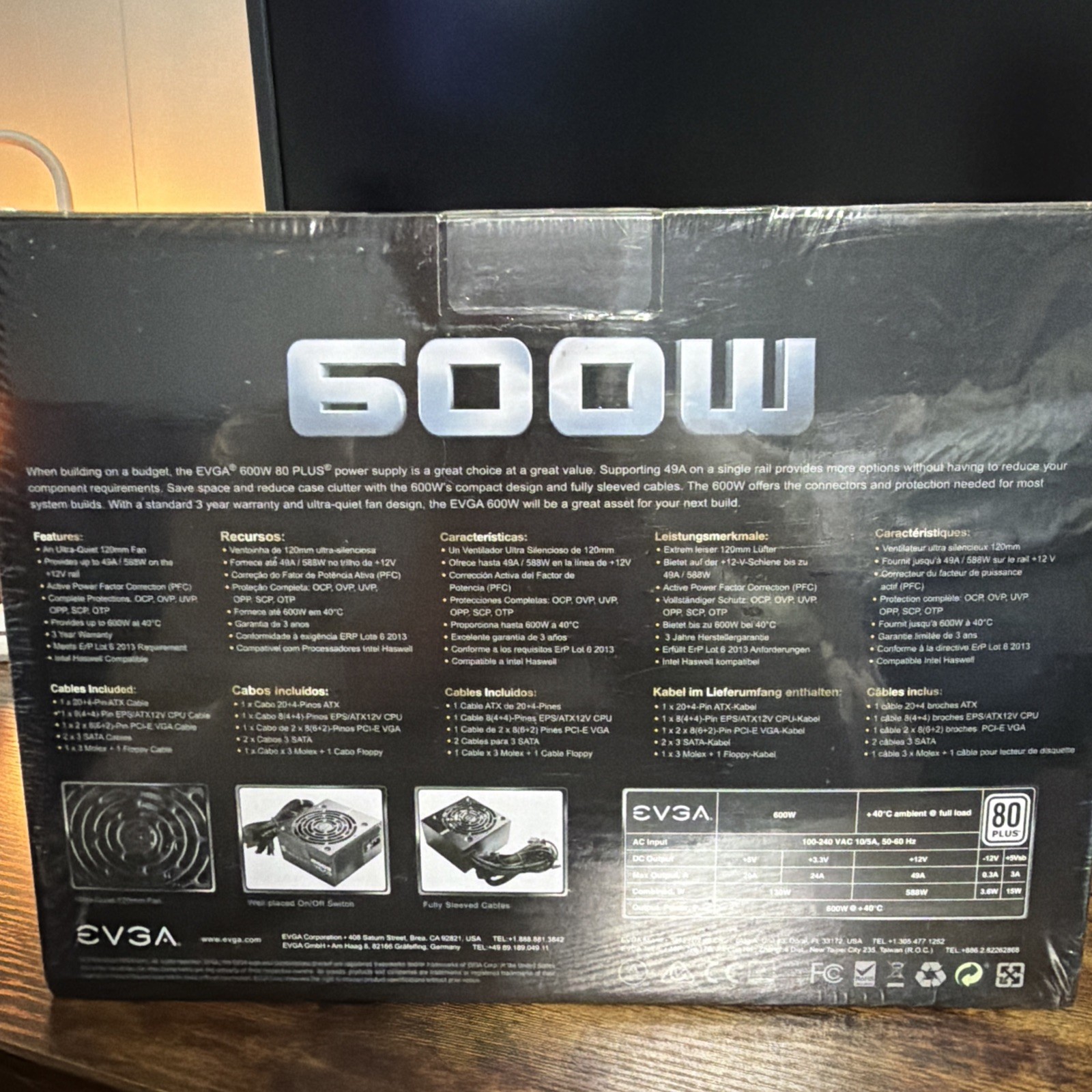 New & Sealed EVGA 600W 80 Plus Certified Power Supply (100-W1-0600-K1)