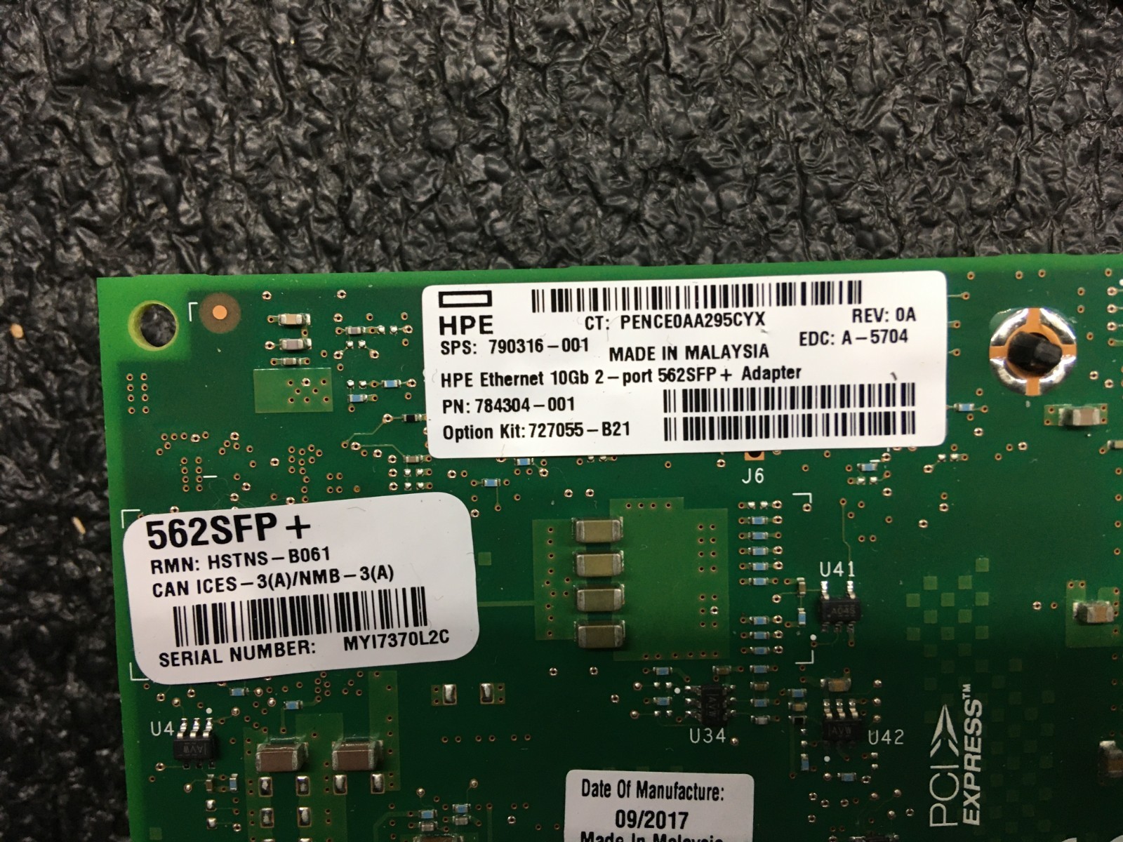 Lot of 2 HPE 10Gb 2-Port 562SFP Ethernet Adapter 790316-001