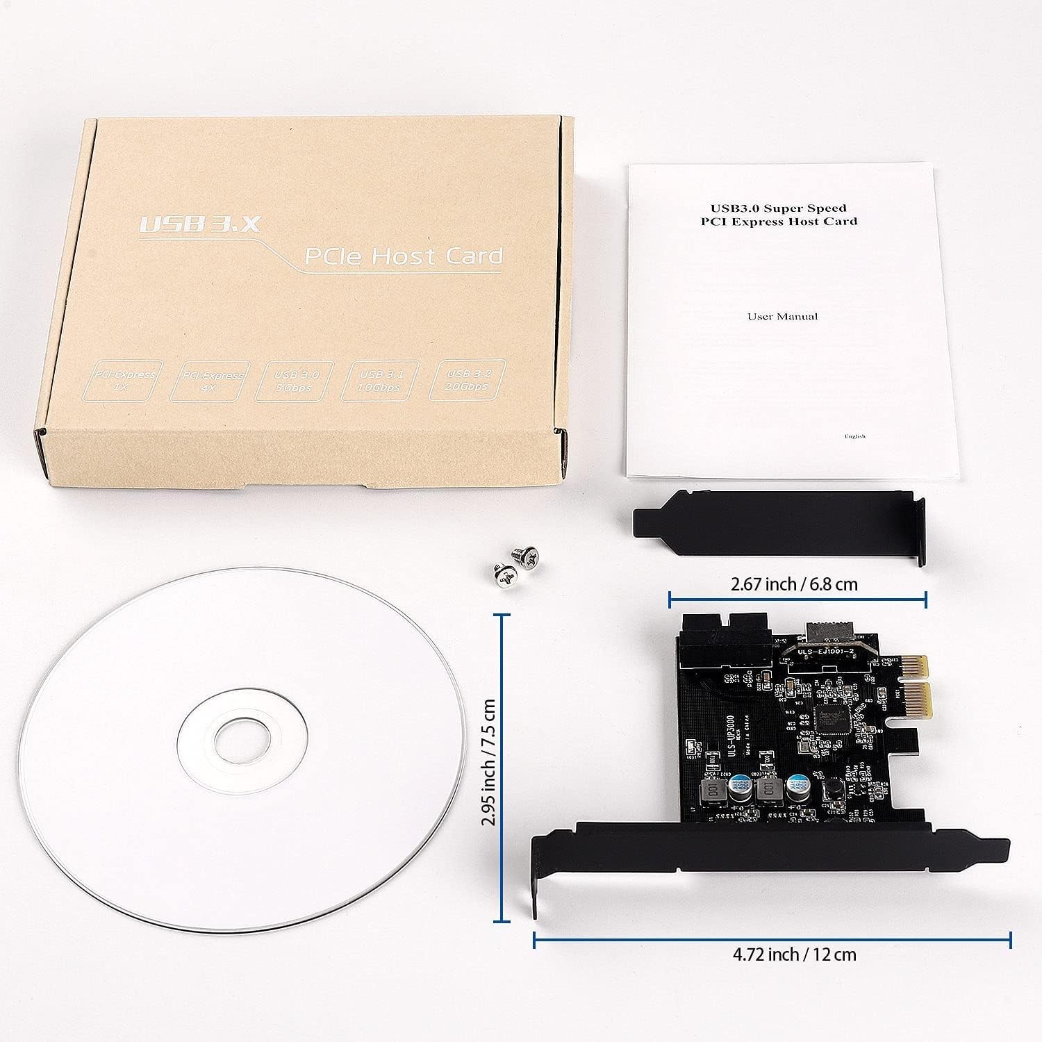 PCIe x1 to 19-Pin USB 3.0 Header and Type E A Key Card with Adapter