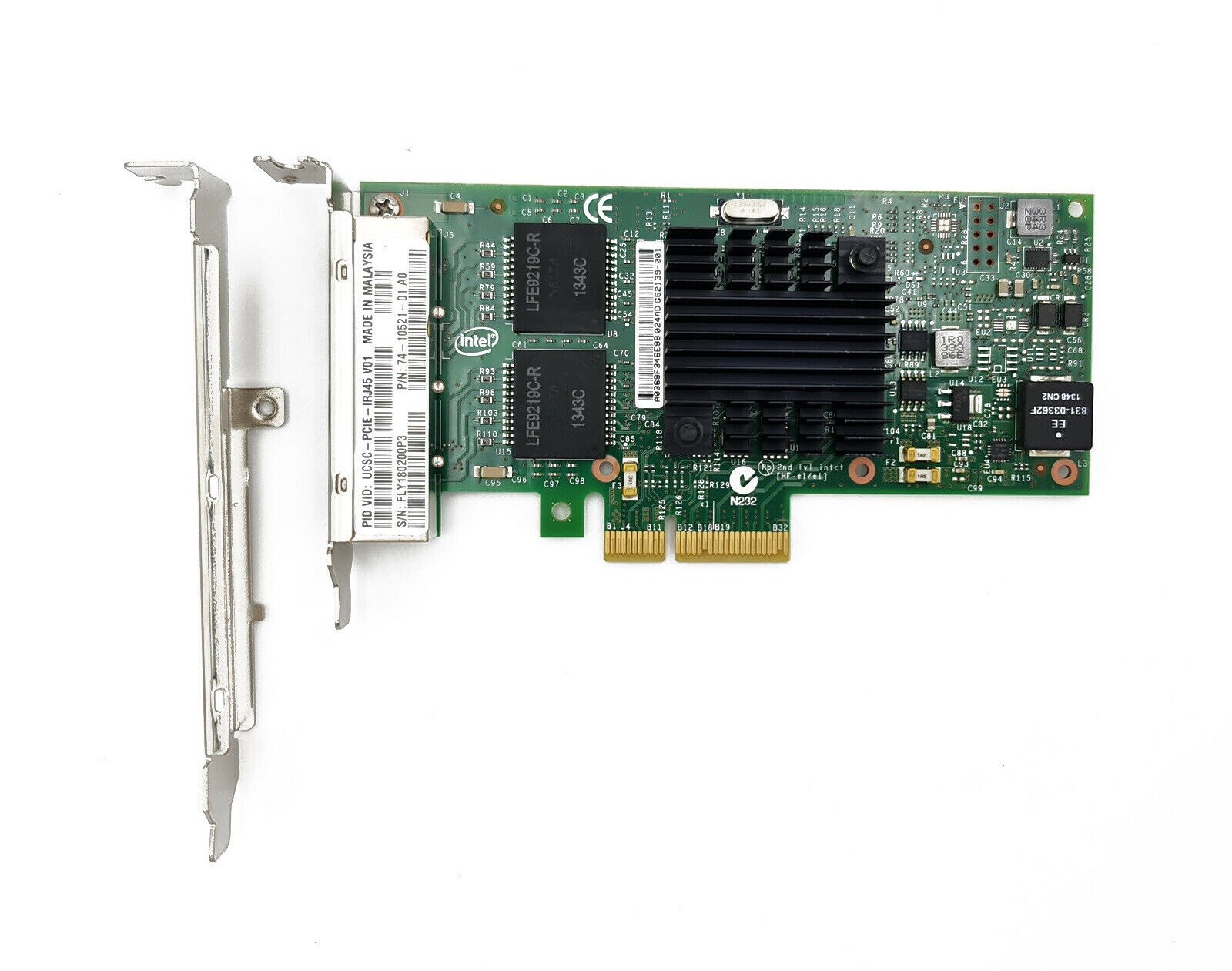 INTEL I350-T4V2 (CISCO UCSC-PCIE-IRJ45) QUAD PORT GIGABIT NIC w/BOTH BRACKETS