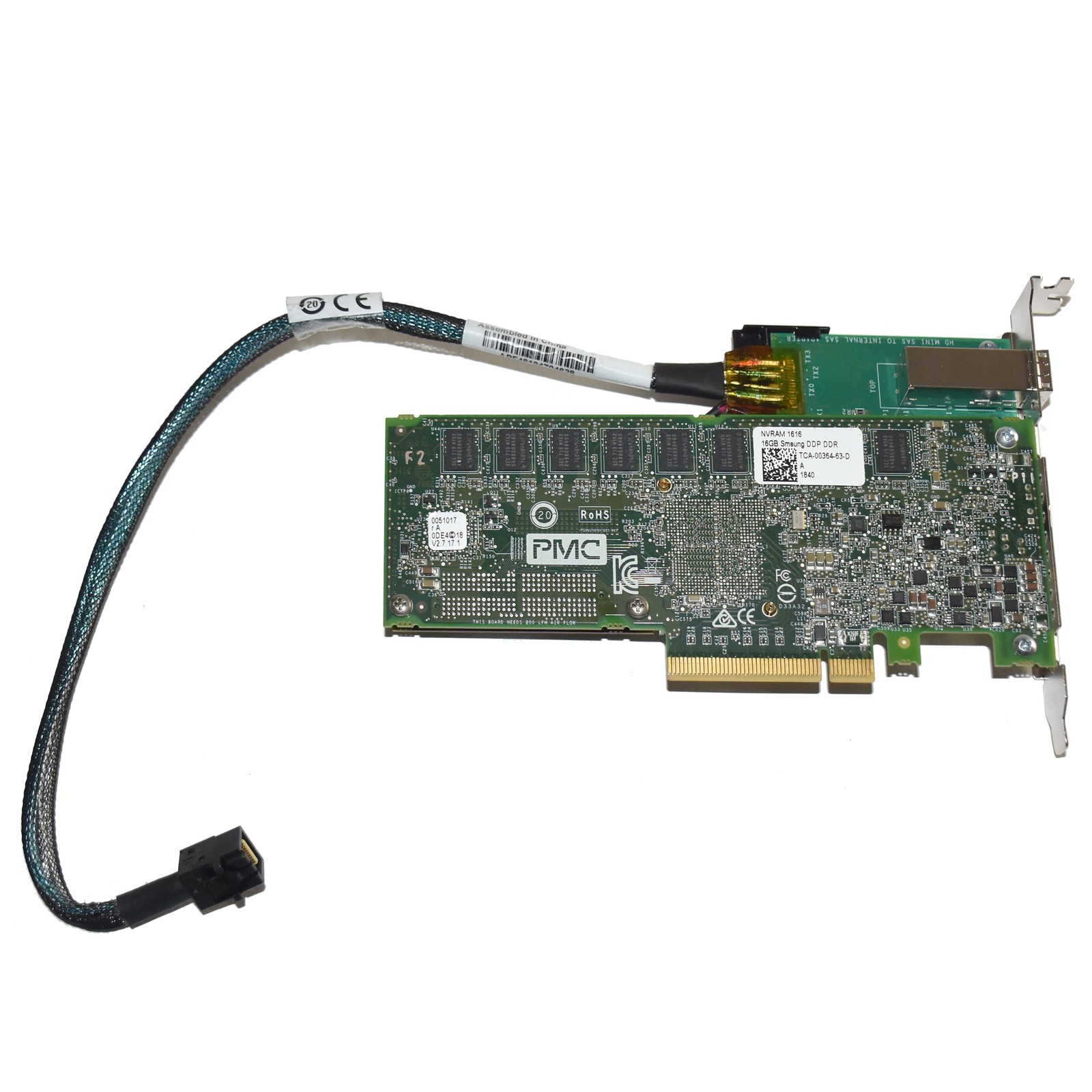 EMC NVRAM 1616 16GB DDR MN Accelerator Card PCIe NV-1616 PCA-00364 W/ HD MiniSAS