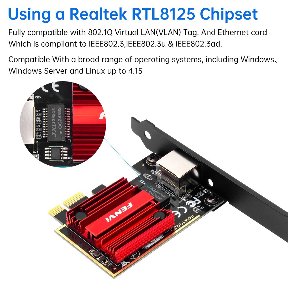 PCI-E Network Adapter RTL8125B 2.5Gbps Gigabit Ethernet Card RJ45 LAN Controller