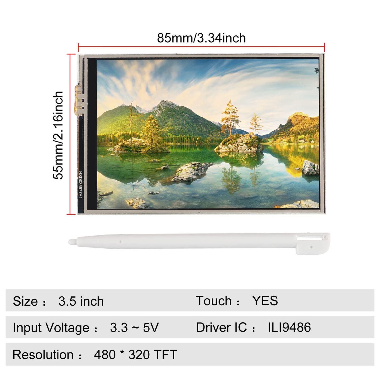 3.5 inch TFT Touch Screen Module LCD Display 480X320 | Compatible with Arduino
