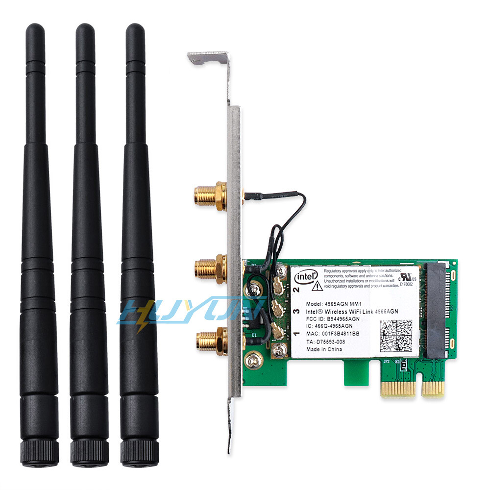Intel 4965AGN Dual Band 2.4/5GHz 300M PCI-E 1X16X Desktop PC WLAN Wifi Card
