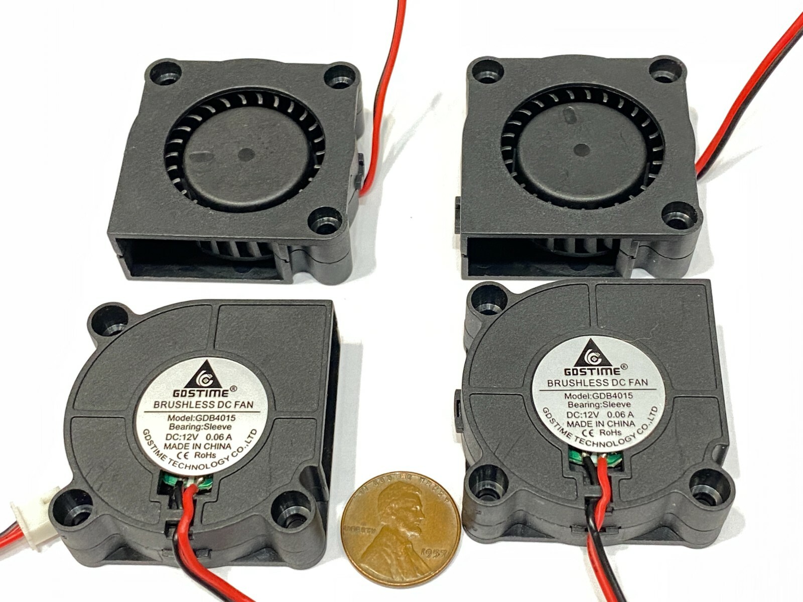 4 Pieces 12V Brushless 4015 Cooling Fan Blower 2pin 40mm 3D Printer Computer E33