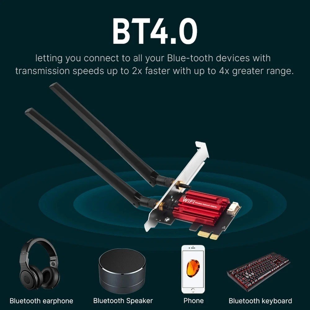 AC1200 WiFi 5 PCIE WiFi Adapter Wireless Network Card