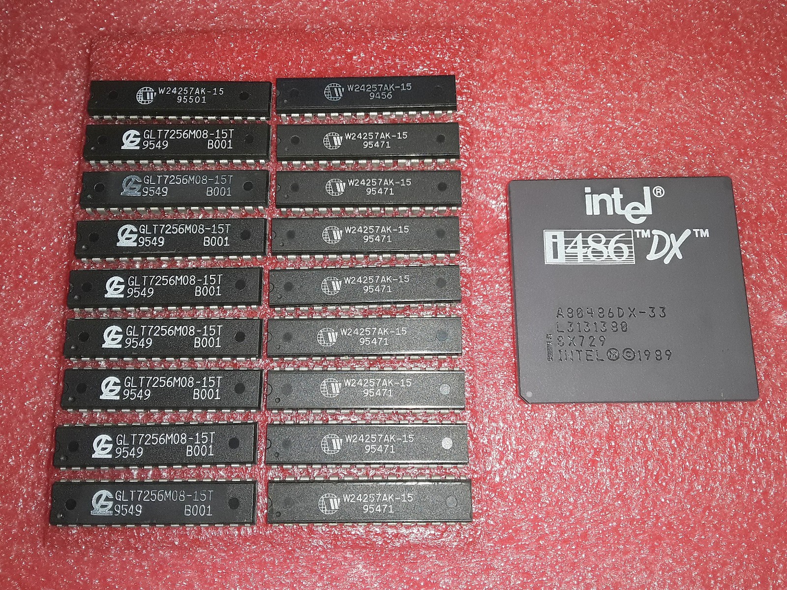 Lot of 18 TESTED 32K x 8 15ns SRAM for 386 486 motherboard + Intel 33MHz DX CPU