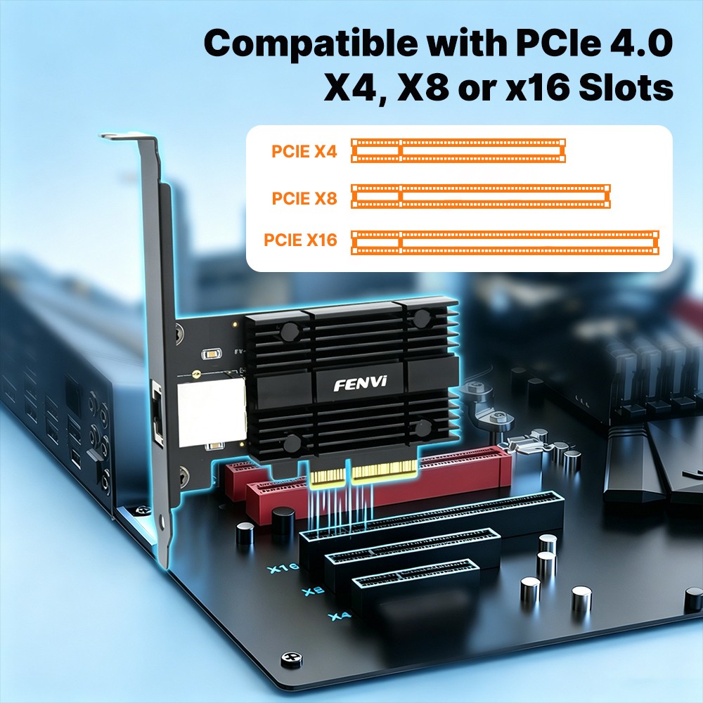 10Gbps PCIe x4 RTL8127 RJ45 Network Card 10 Gigabit Ethernet Adapter for Desktop