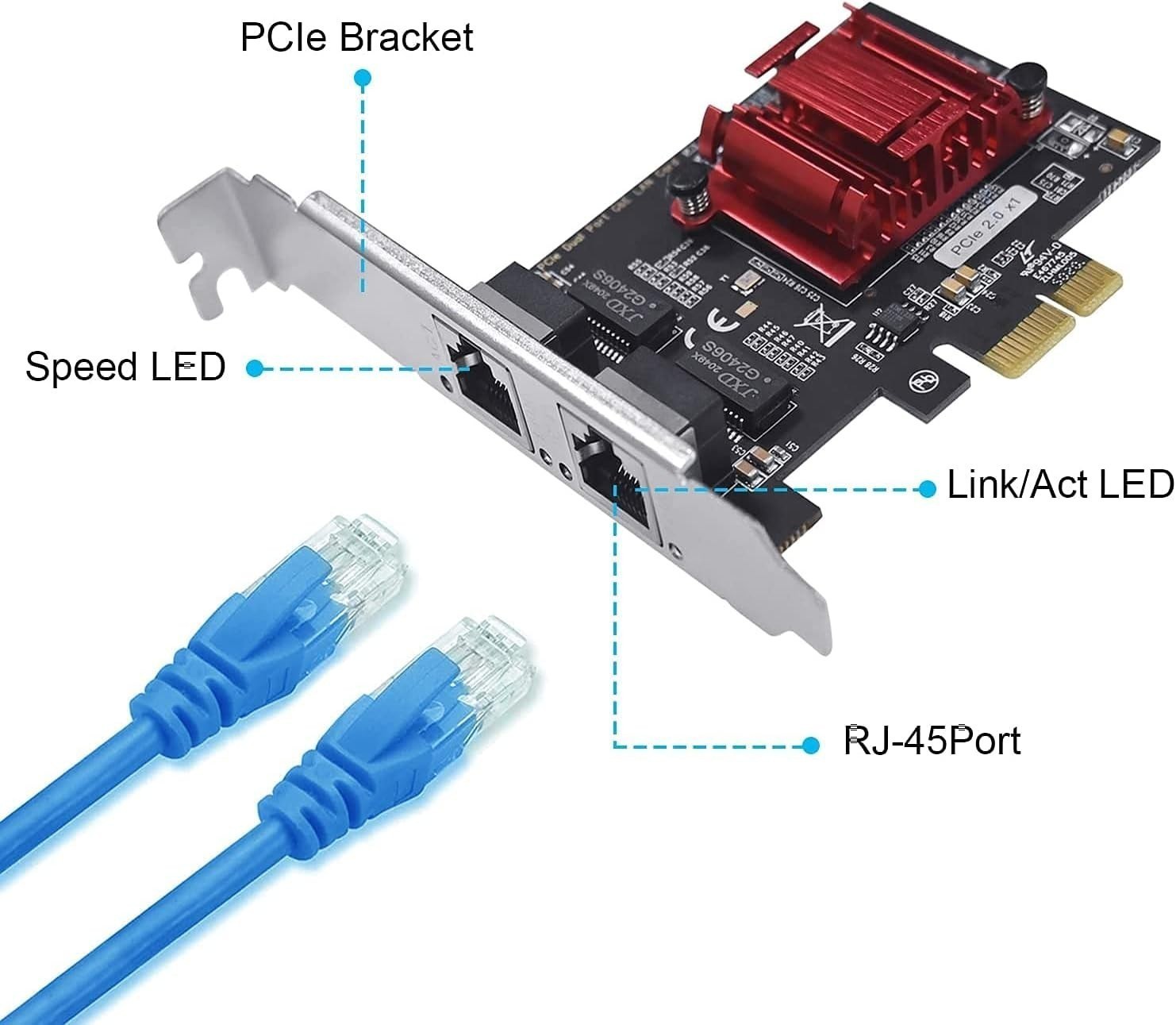 Intel 82575&6 PCIe1X 1G Dual RJ45 Port Ethernet Server Adapter lan Network Card