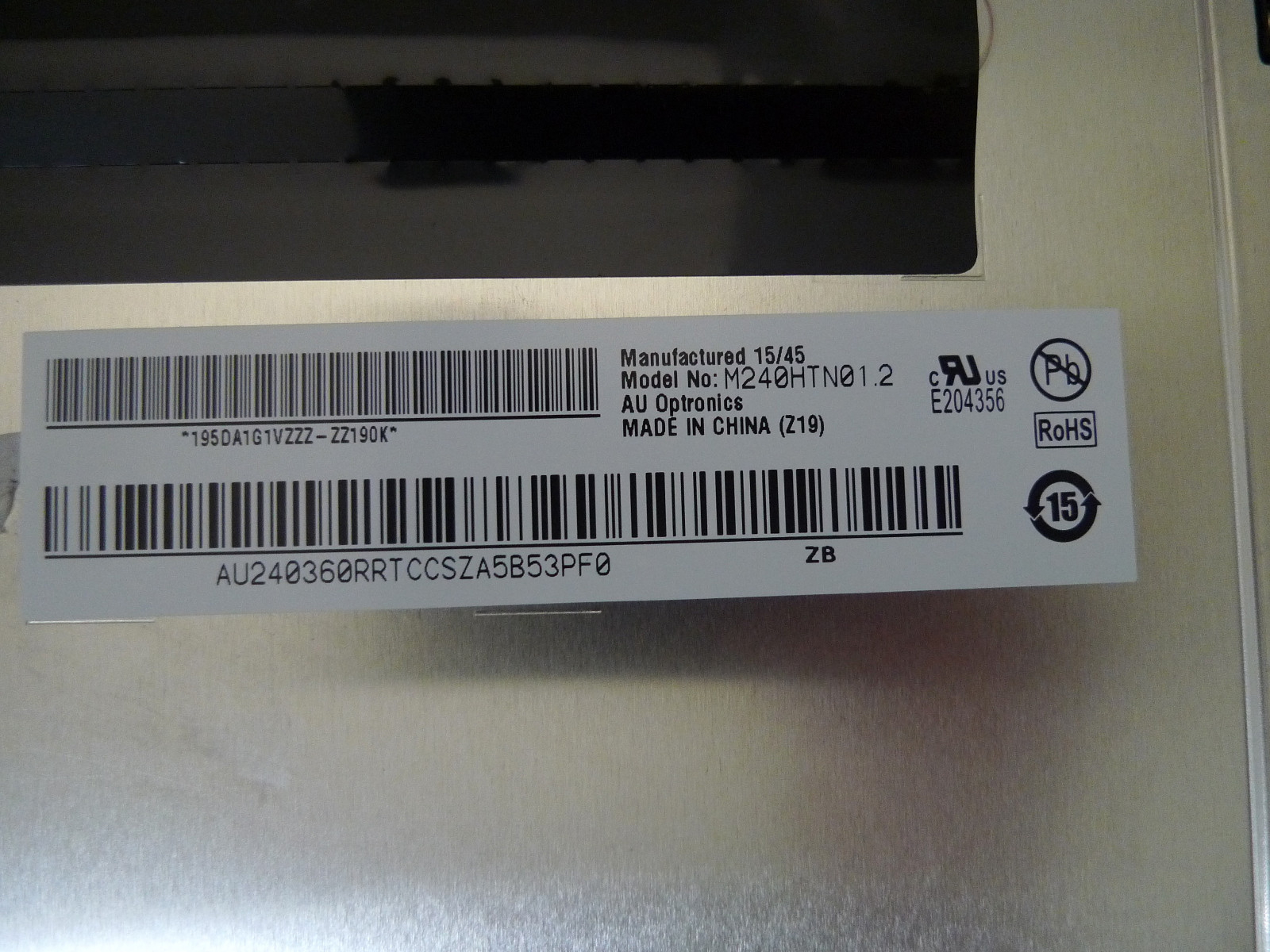 NEW Acer LCD Panel AUO 24″ FHD None Glare M240HTN01.2 KL.24005.024