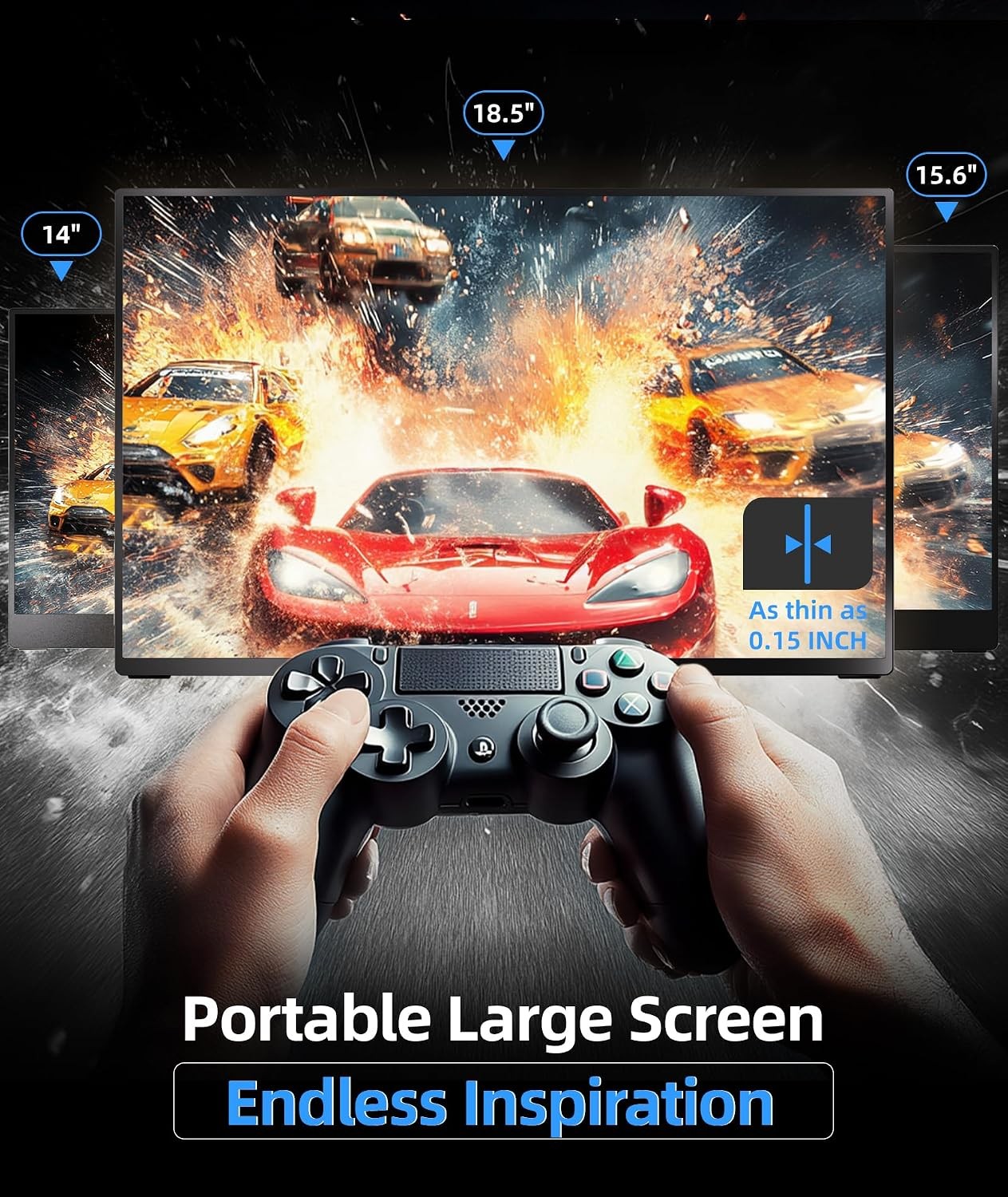 18.5 Inch Portable Monitor, 100% sRGB FHD, USB-C, Mini HDMI, VESA-ready