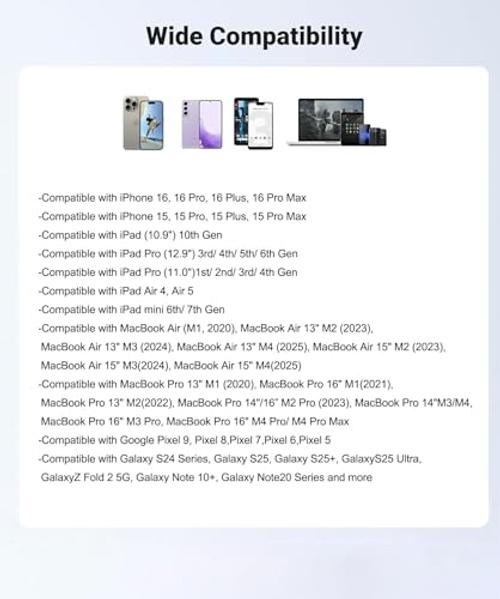 USB-C to HDMI Adapter for Apple iPhone 16/15, 4K@60Hz HDMI Output, 100W PD