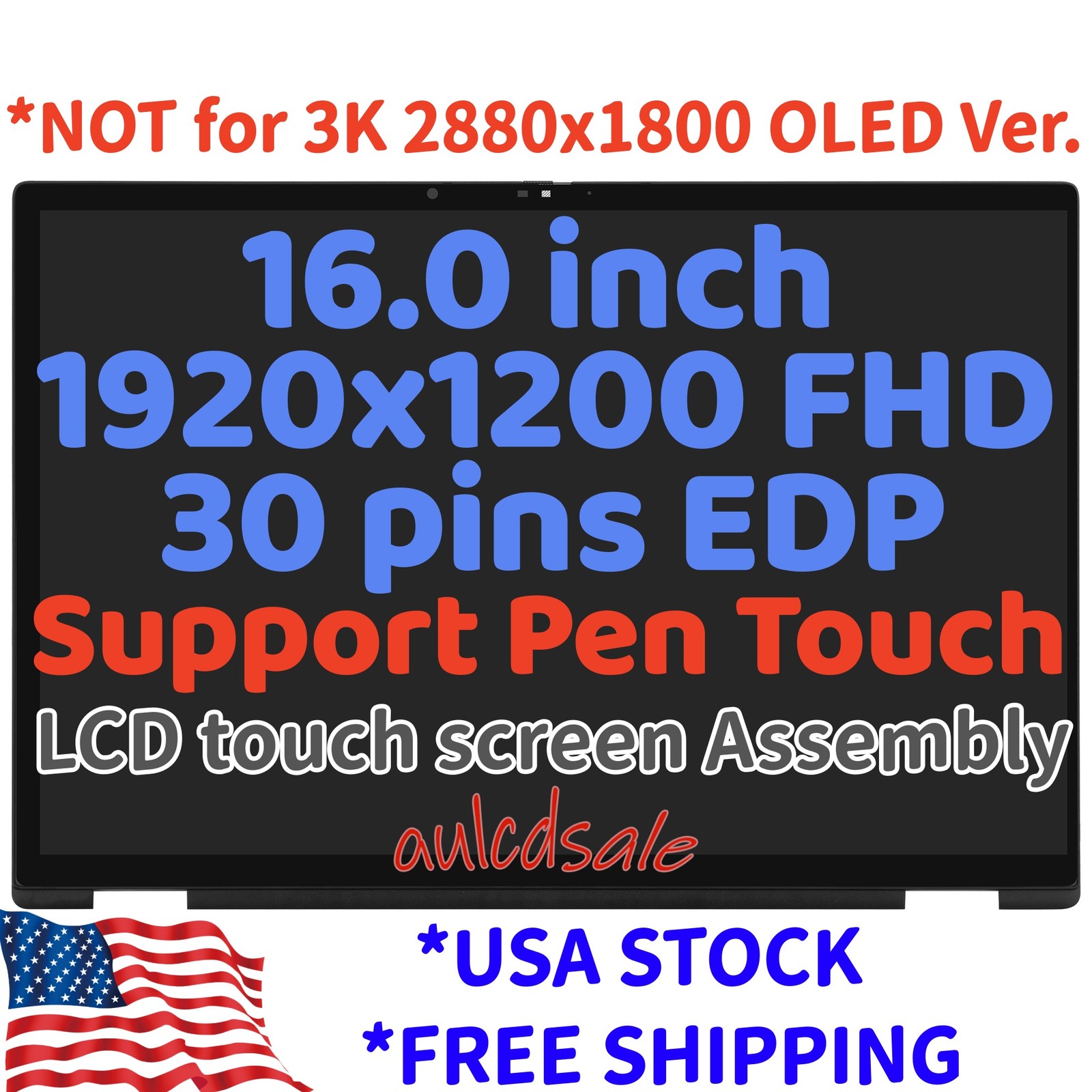 WUXGA LCD Touch Screen Digitizer Display For HP OmniBook X Flip 2-in-1 16-be0xxx