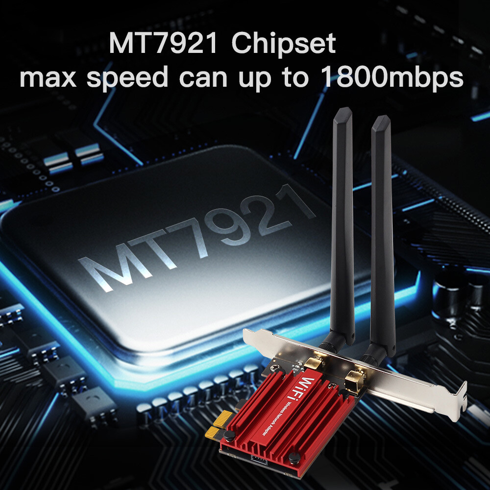 PCIe Wi-Fi 6 Card for Desktop 2.4G/5G 802.11ax MT7921 Network Bluetooth Adapter