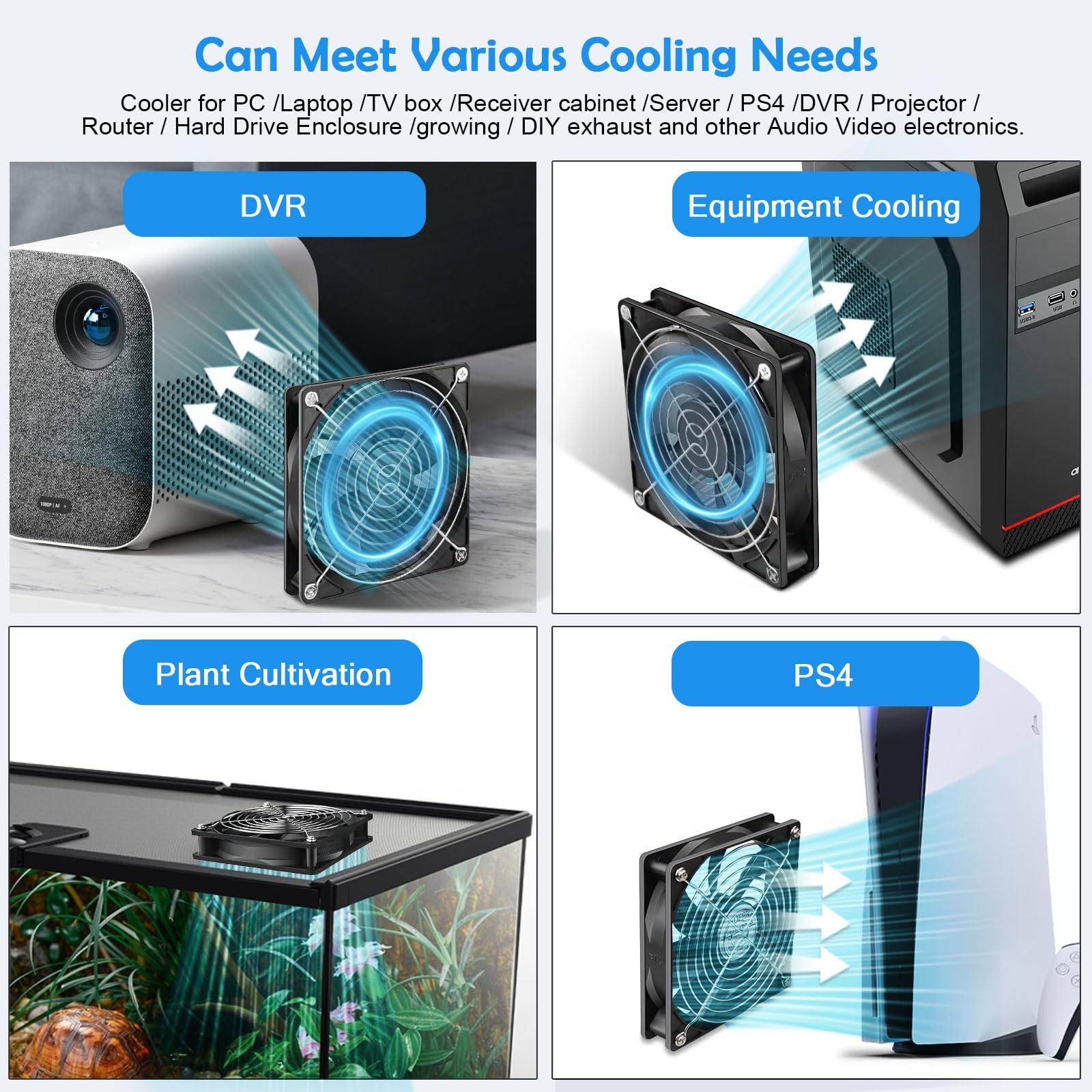 120mm Computer Case 5V USB Powered Fan, Small Silent Flat Cooler with Speed C…