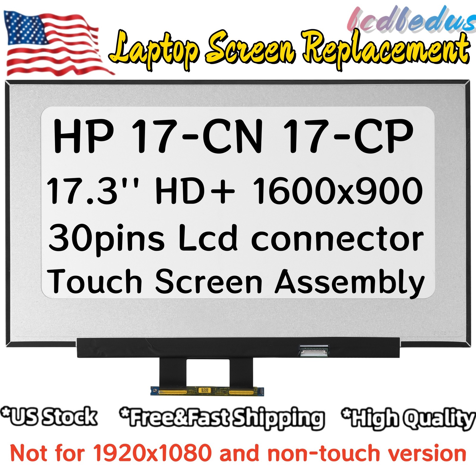 17.3″ B173RTN03.1 LCD LED Touch Screen HD 1600×900 30 pin M50441-001 HP 17-CN