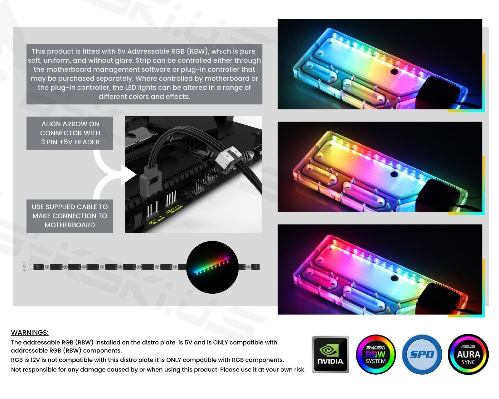 Bykski Distro Plate For LIAN LI Ghost Axe – PMMA w/ 5v Addressable RGB (RBW) …