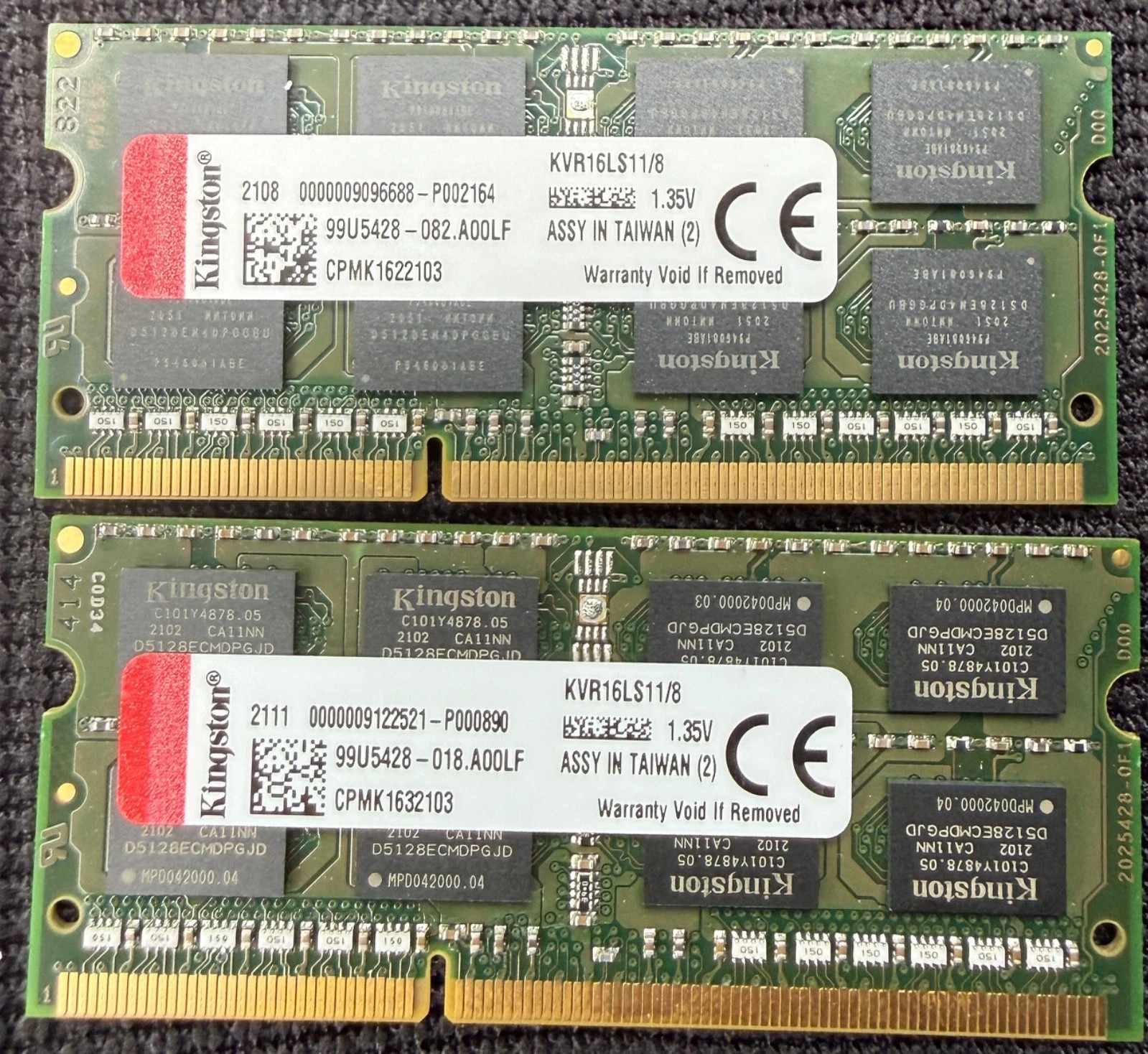 16GB (2x8GB) DDR3L PC3L-12800 1600MHz Kingston KVR16LS11/8 Sodimm RAM LAPTOP