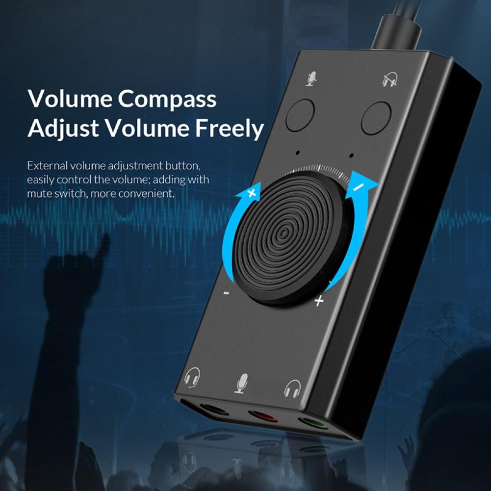 2-in-1 15Hz-25KHz Universal External USB Driver-Free Sound Card LED Indicator