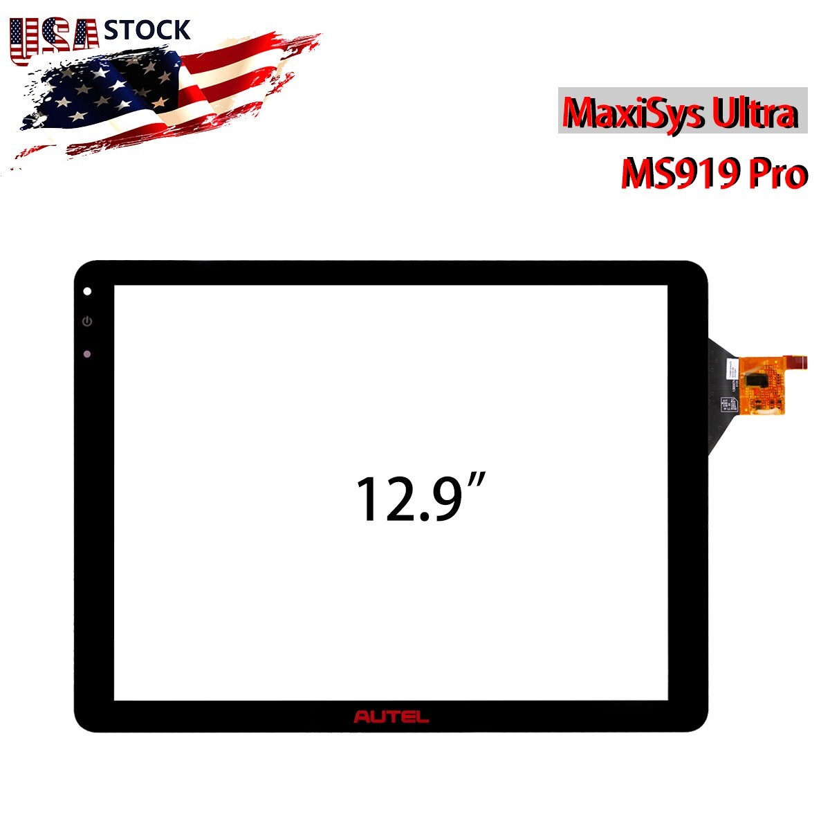12.9″ Touch Screen Digitizer Glass Panel For Autel MaxiSys Ultra/ MS919 Pro US