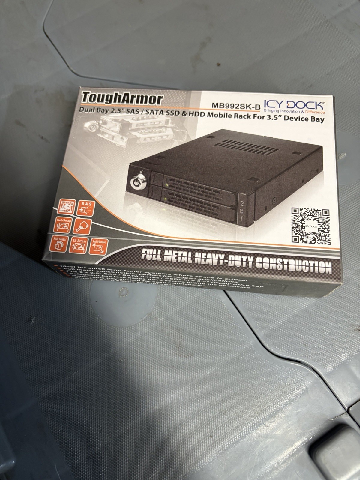 Icy Dock MB992SK-B Dual Bay 2.5in SATA Mobile Rack For 3.5inch Device Bay