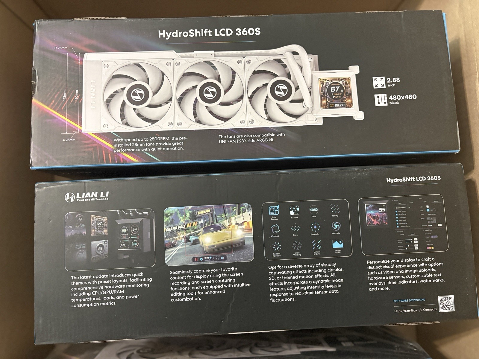Lian Li HydroShift 360S White AIO Liquid CPU Cooler 2.88″ LCD 360mm