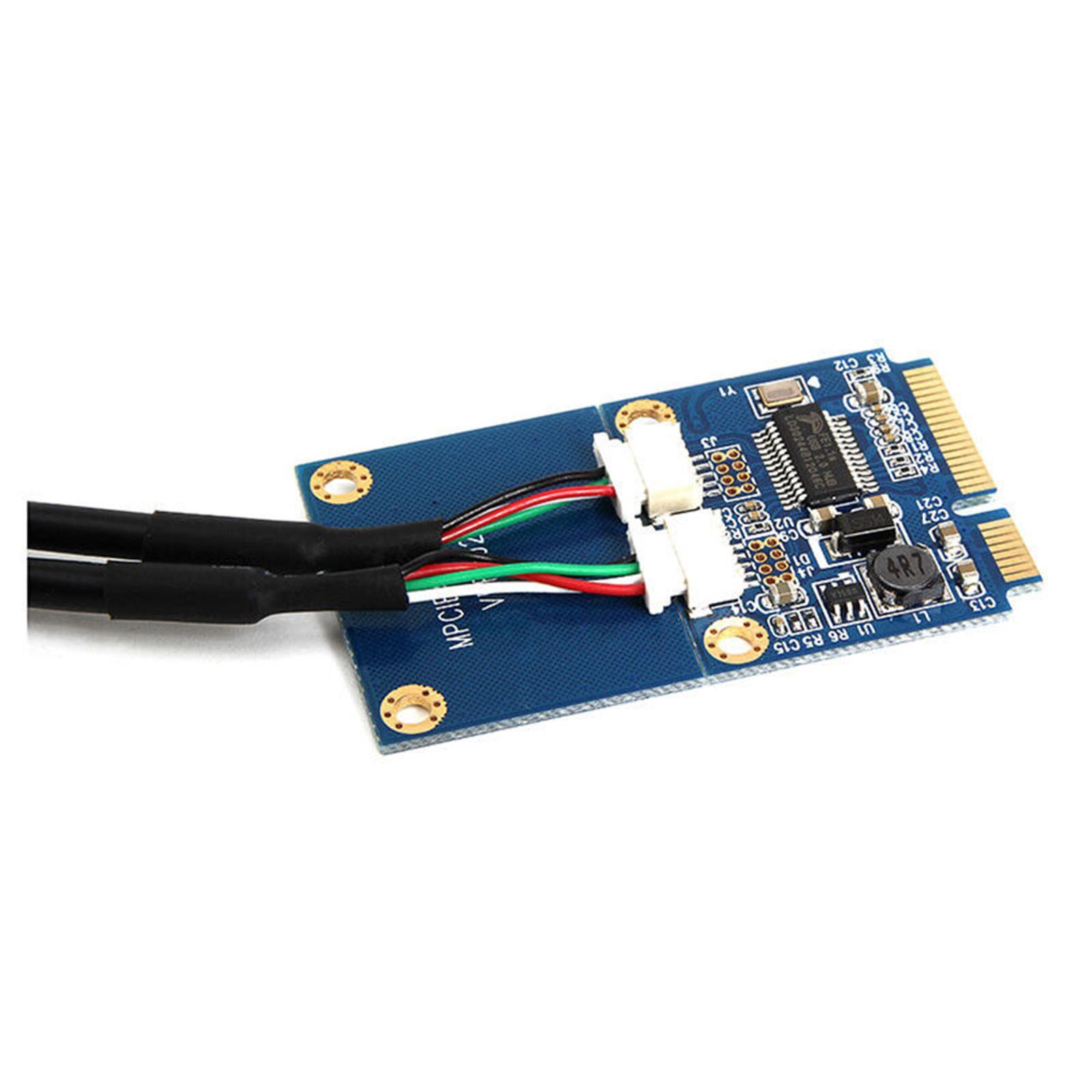 Mini PCI-E to USB Adapter mPCIe to 5 Pin 2 Ports Dual USB2.0 Converter Card v