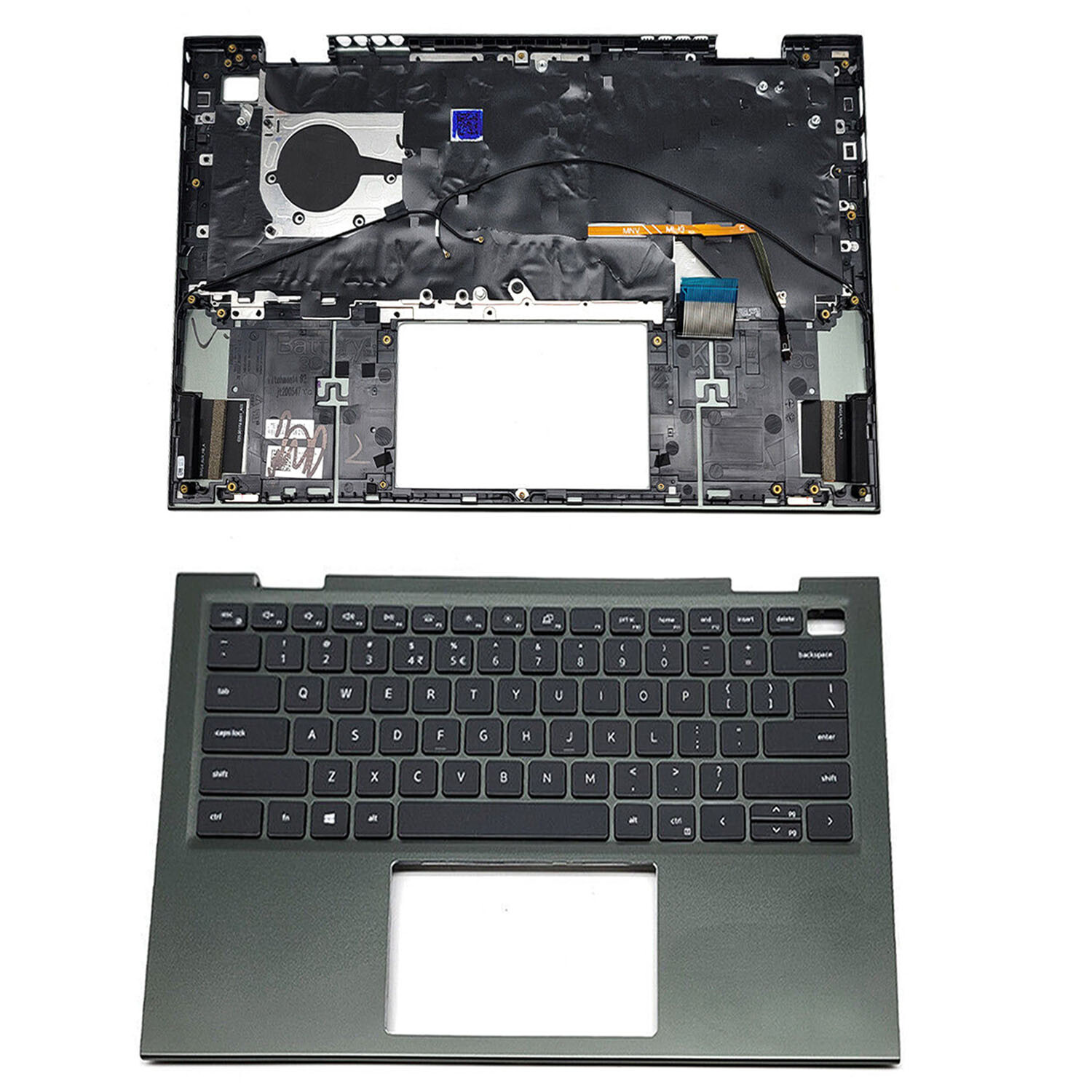 New 0VJ2PX For Dell Inspiron 14 5410 7415 2-in-1 Green Palmrest Backlit Keyboard