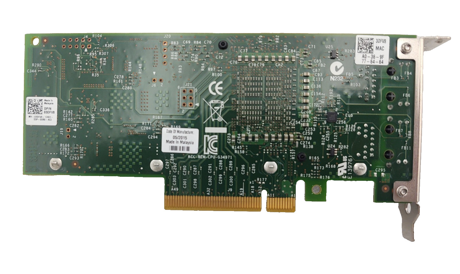 INTEL DELL X540-T2 CONVERGED Dual Port 10Gb Ethernet Network 03DFV8 0K7H46 Low P