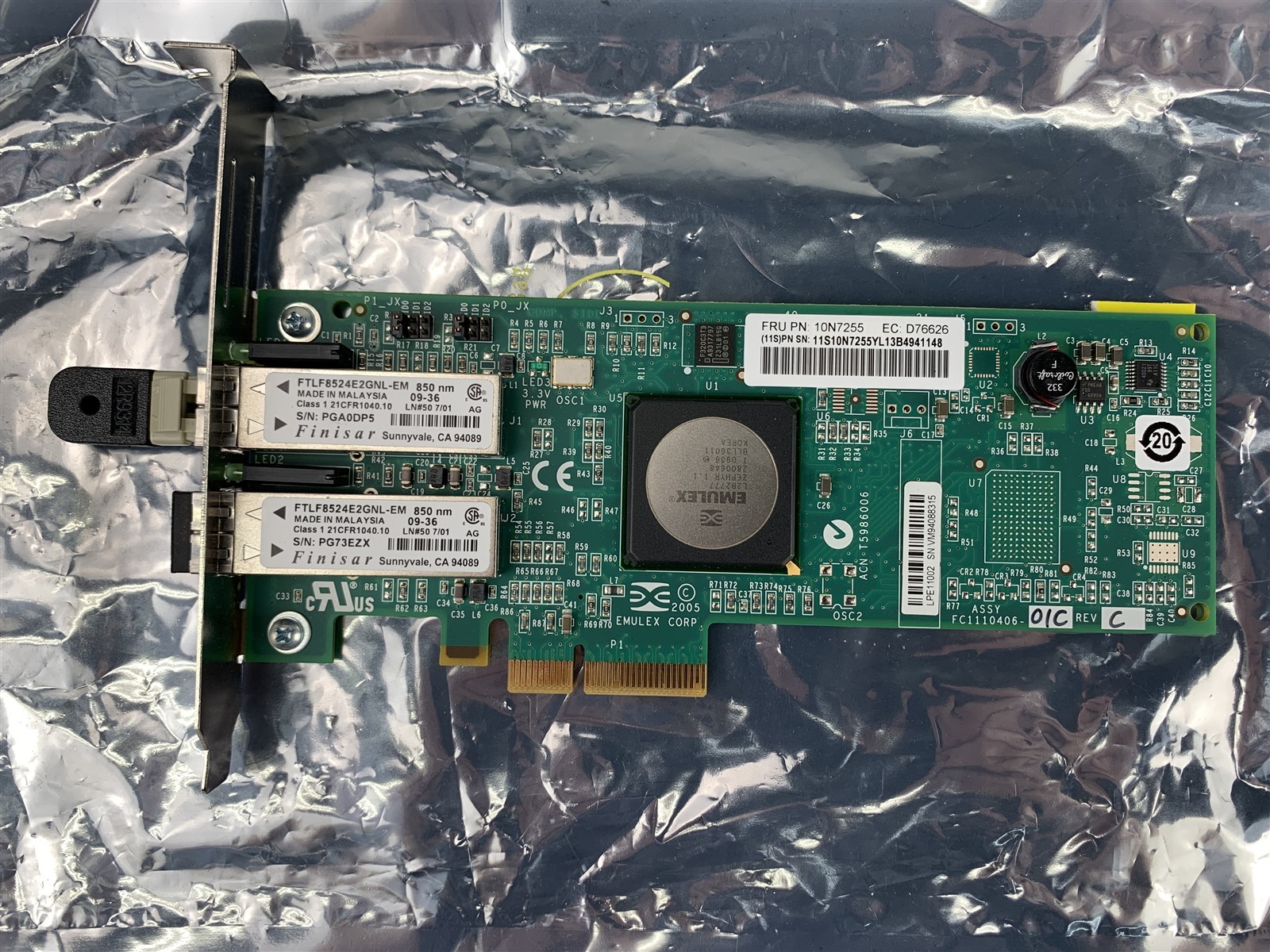 IBM 10N7255 4GB Dual Port Optical LC Fiber PCI-E HBA FC1120005-01C5